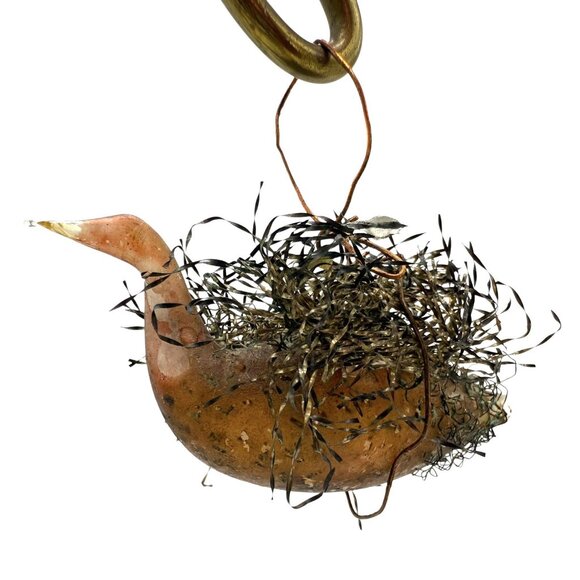 Antique German Pink Glass Bird Wire Wrapped Netting Christmas Ornament 3” - Picture 4 of 7